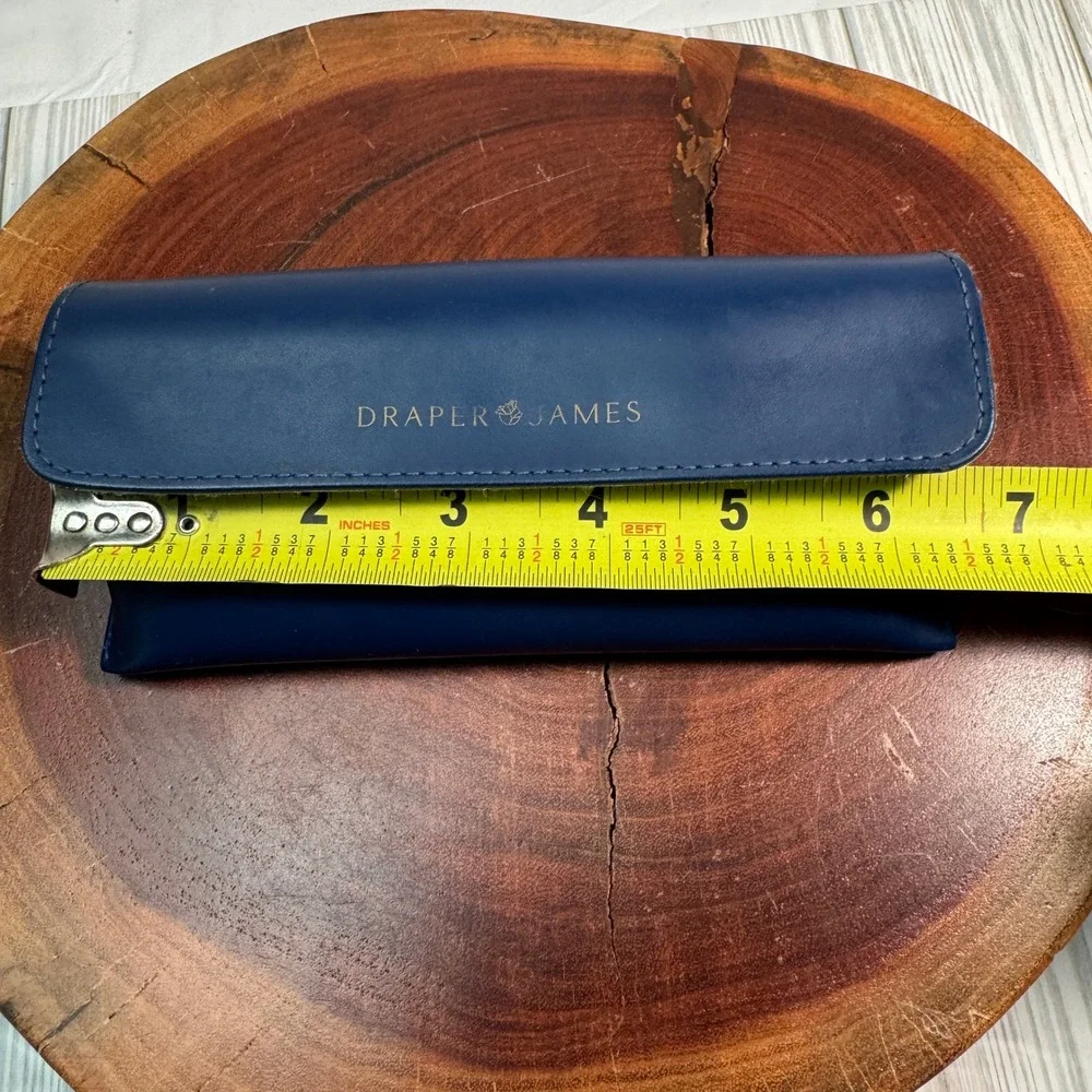 Draper James Navy Blue Magnetic Eyewear Sunglasses Case Faux Leather Soft Lining